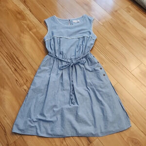 Nanette Lepore Chambray Button Pocket Belted A Line Sun Dress Size 10/12